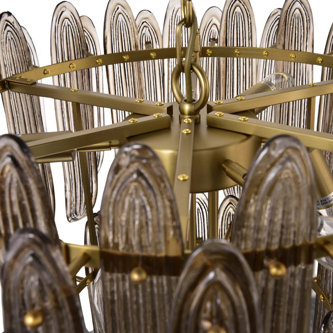 Willow Brass Smokey Quartz Glass Chandelier - Brown - Image 6