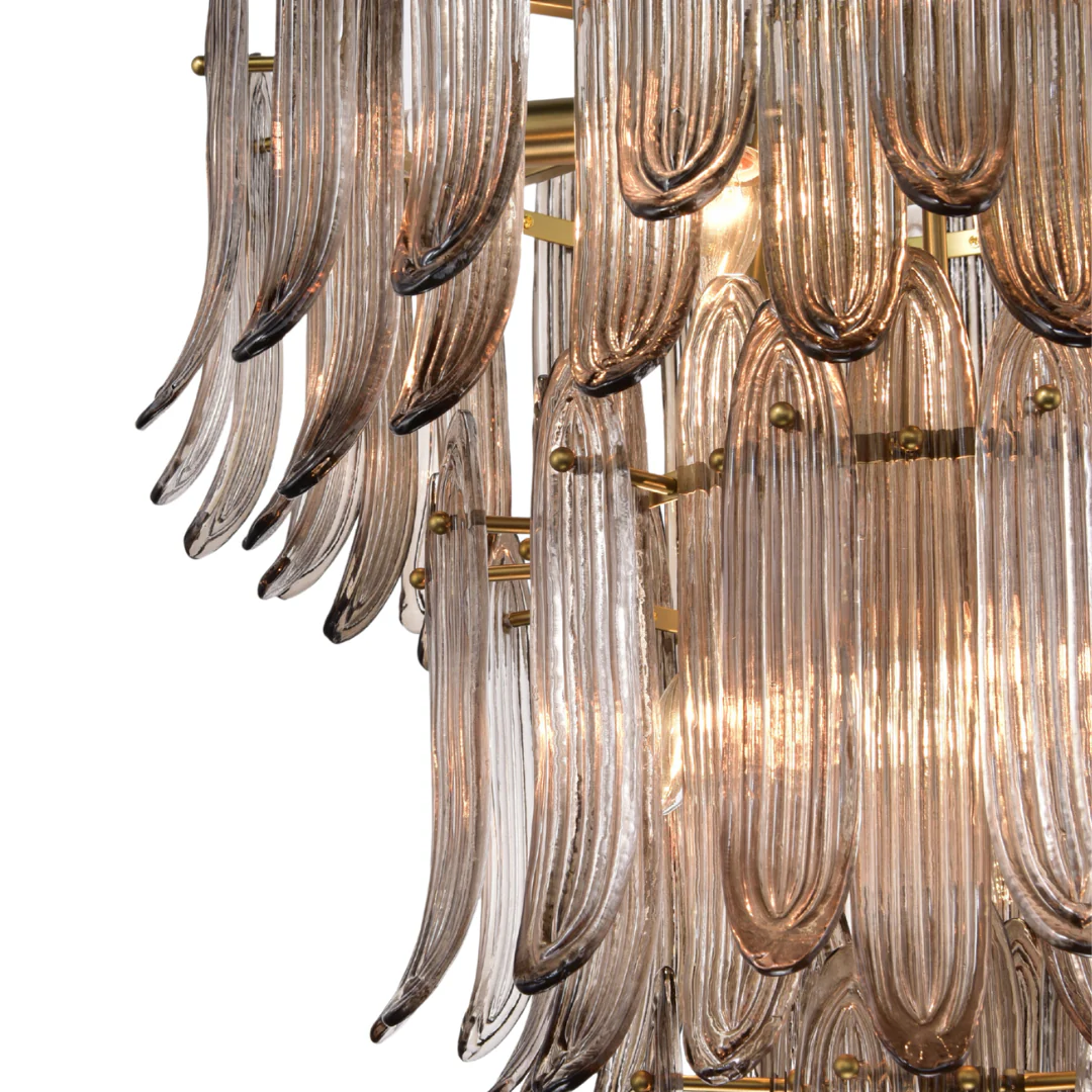 Willow Brass Smokey Quartz Glass Chandelier - Brown - Image 7
