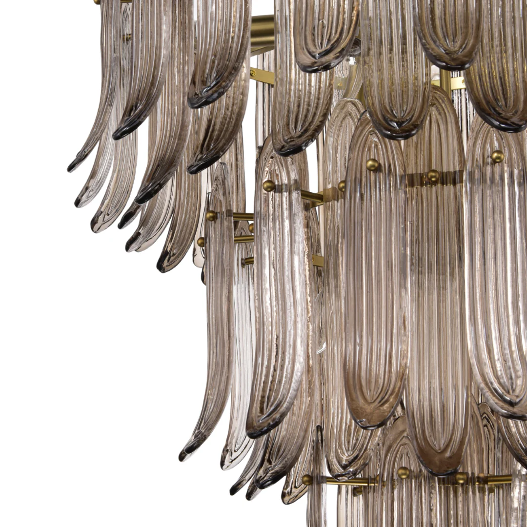 Willow Brass Smokey Quartz Glass Chandelier - Brown - Image 8