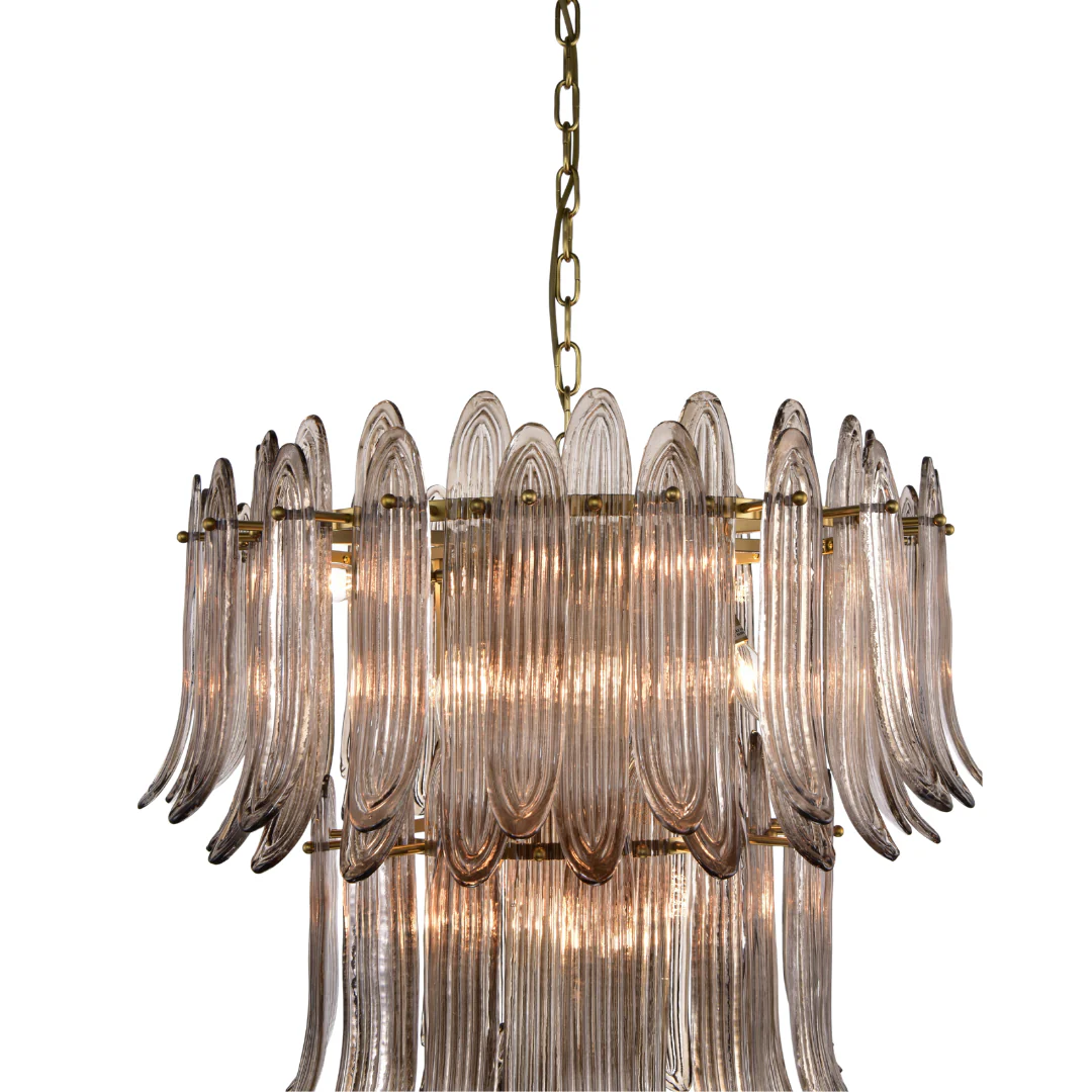 Willow Brass Smokey Quartz Glass Chandelier - Brown - Image 9