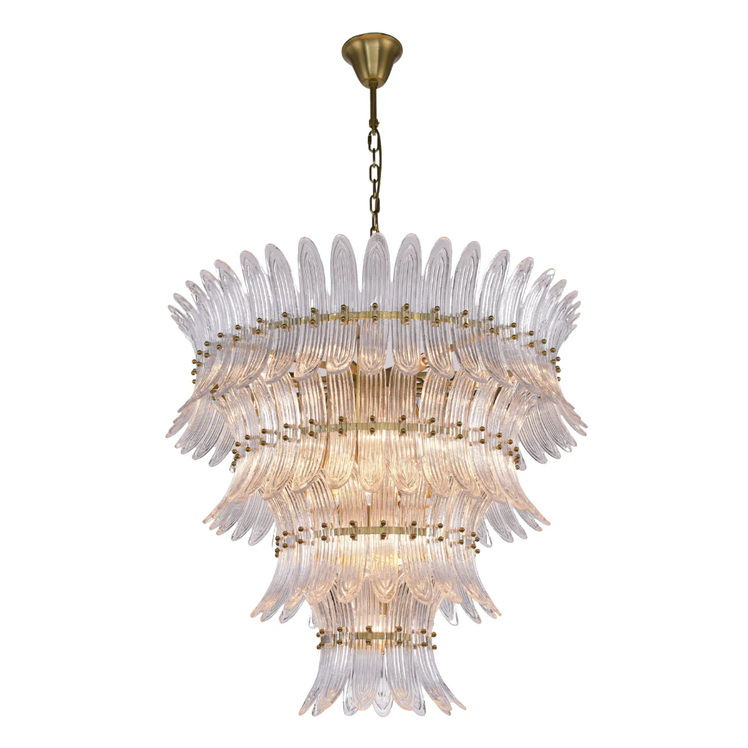 Zahrah Iron Hairline Finish White Glass Chandelier