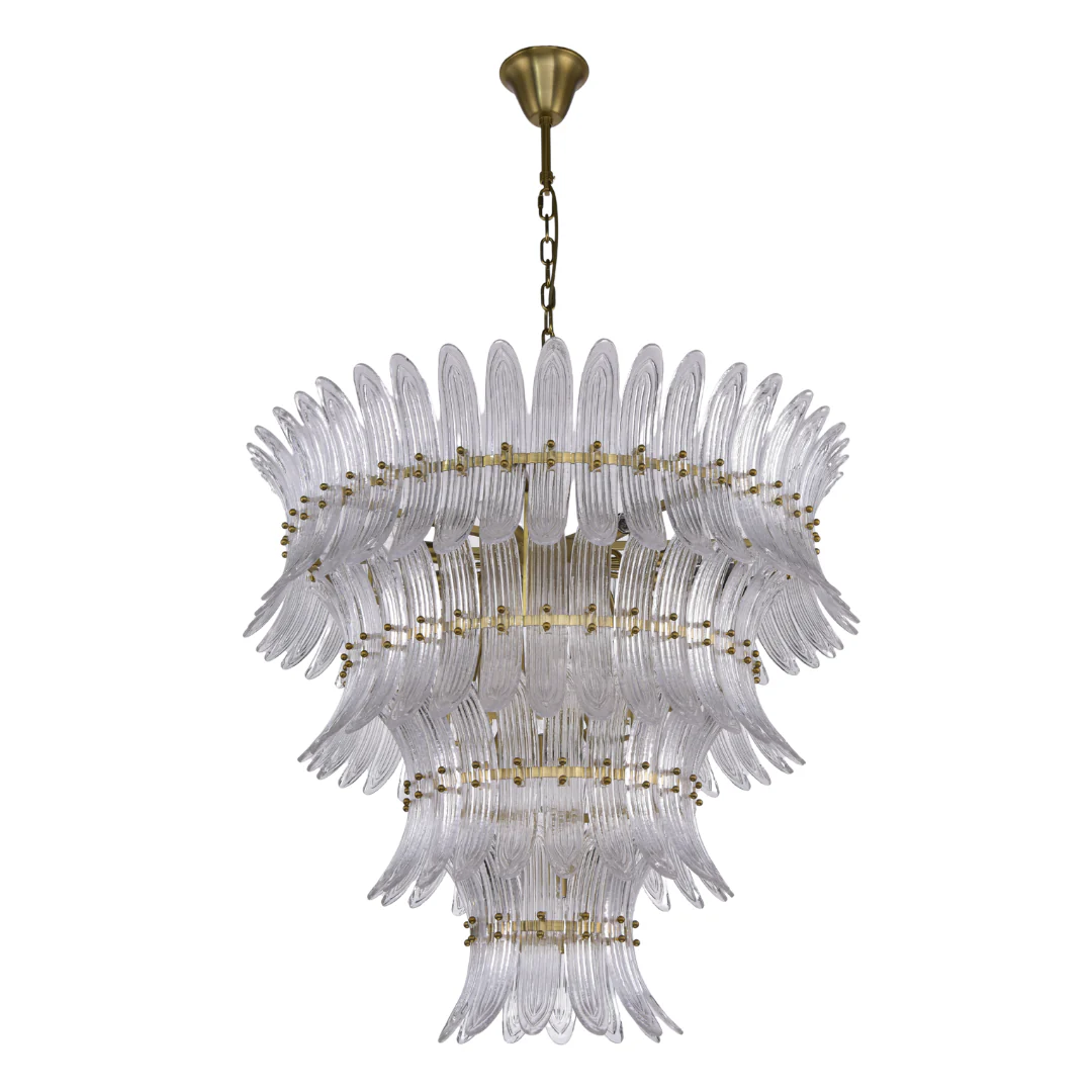 Zahrah Iron Hairline Finish White Glass Chandelier - Image 2