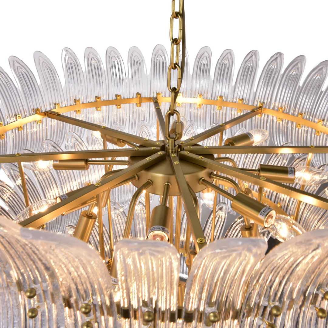 Zahrah Iron Hairline Finish White Glass Chandelier - Image 3
