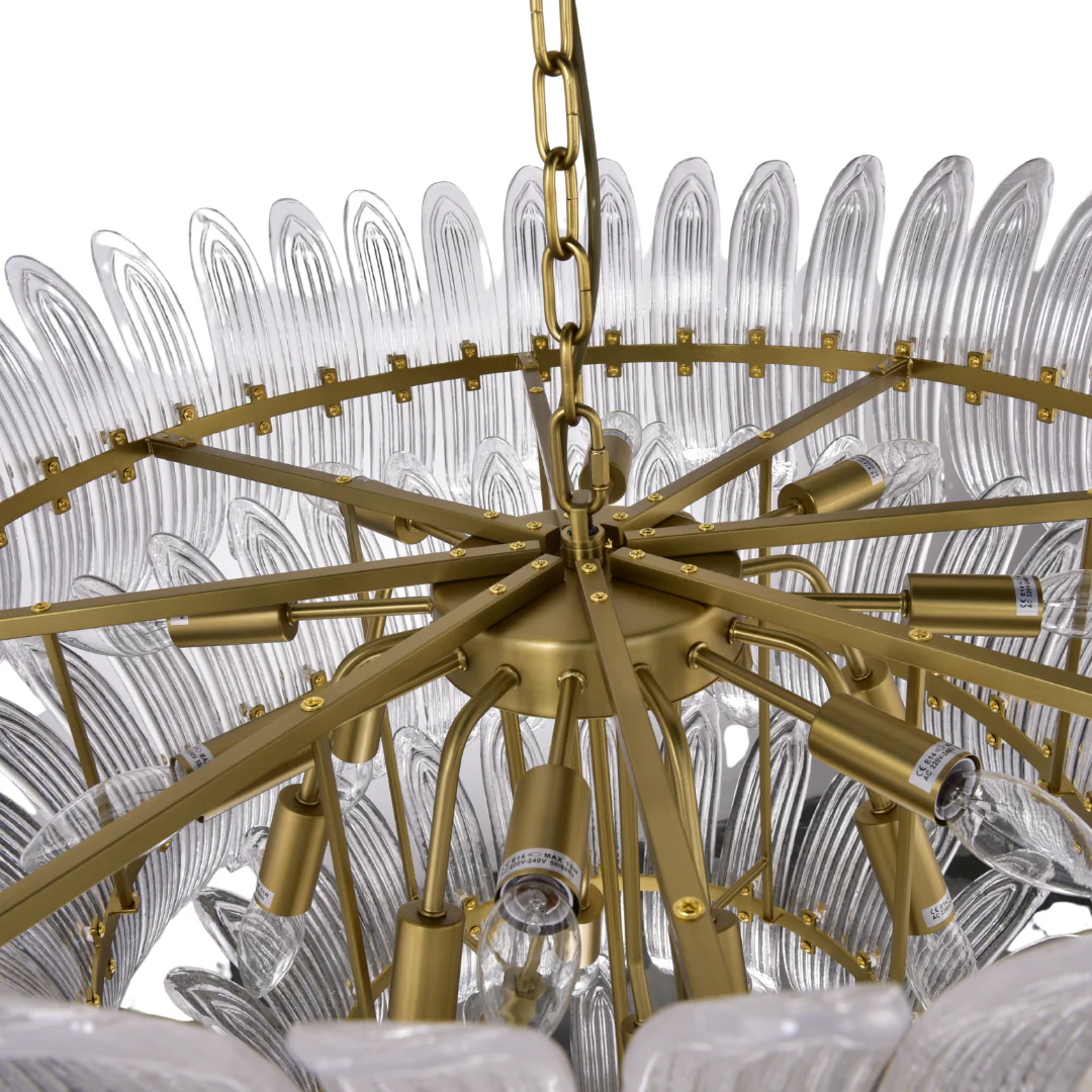 Zahrah Iron Hairline Finish White Glass Chandelier - Image 4