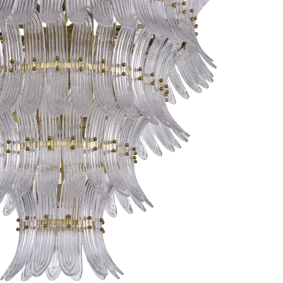 Zahrah Iron Hairline Finish White Glass Chandelier - Image 6